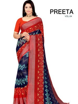 Preeta Vol 4 Georgette Fabric Printed Saree catelogue saree